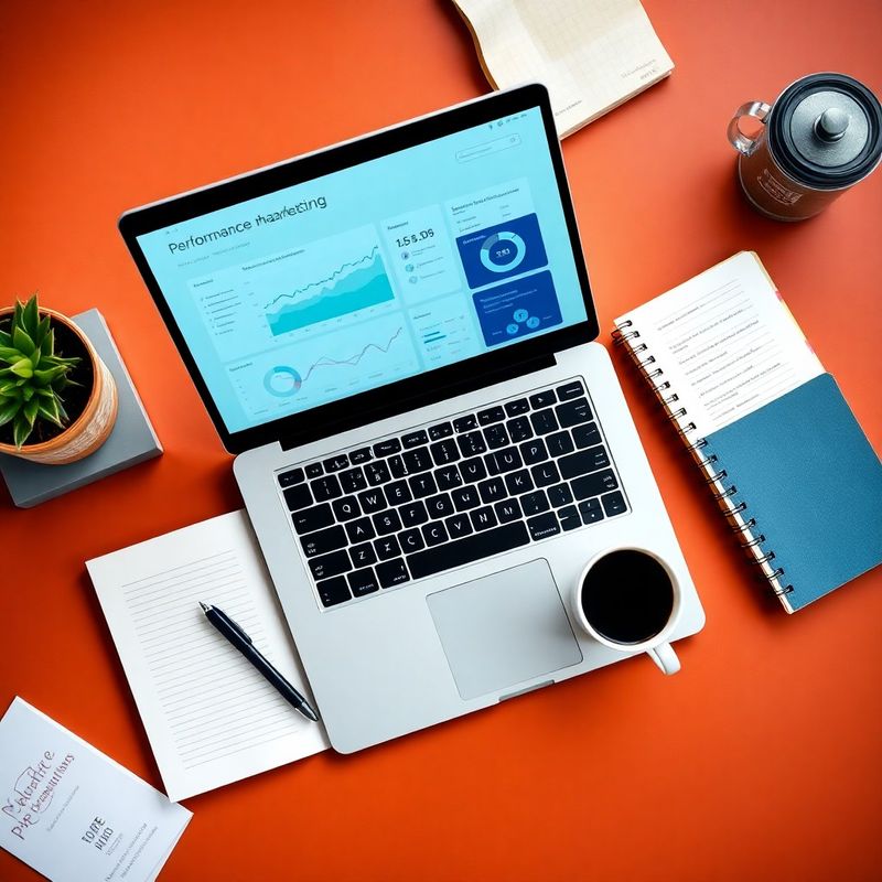 Dashboard di performance marketing con visualizzazioni dati in indigo e teal